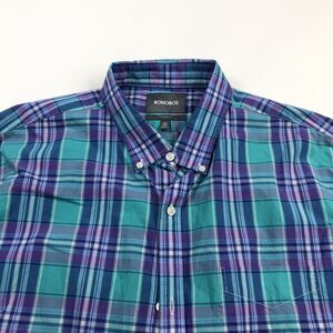 Bonobos STANDARD FIT 2XL Mens Button Front Long Sleeve Cotton Plaid Casual Shirt